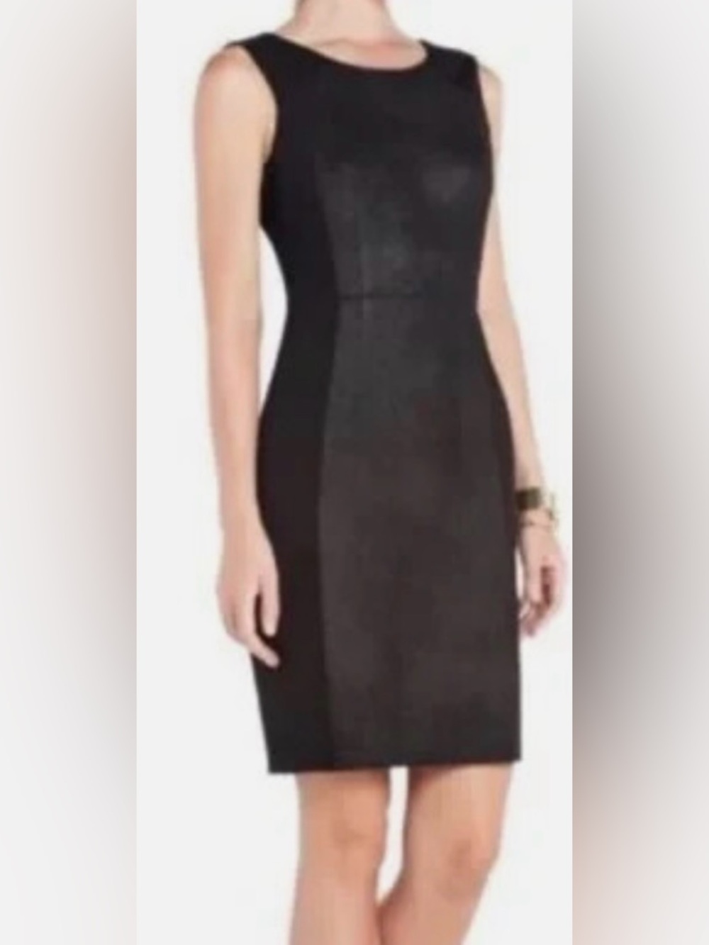 BCBGMAXAZRIA kellen faux suede mini dress black office party prom stretch lbd 6